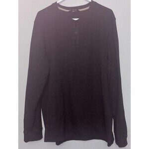 Members Mark Mens Size XXL Dark Gray Long Sleeve Henley Soft Wash Knit Thermal.